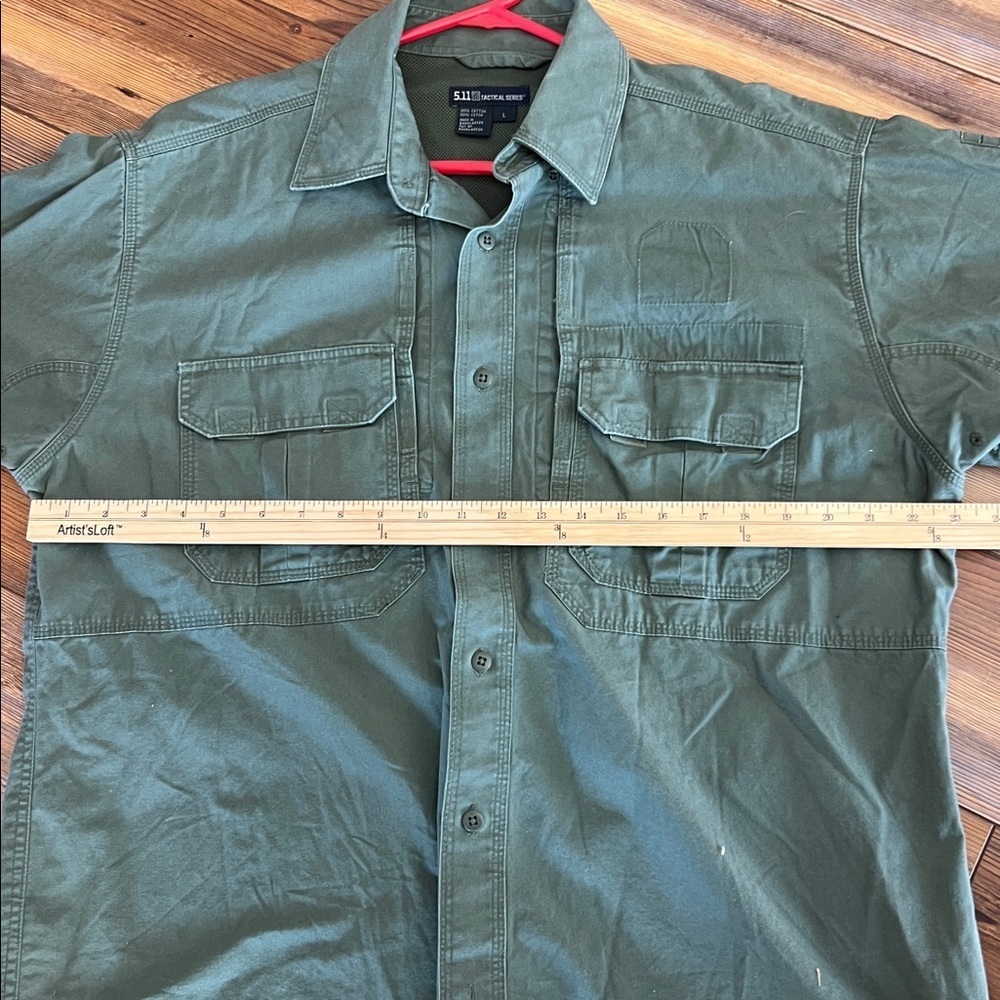 5.11 Tactical Army Green Long Taclite Pro Long Sleeve Button Down Shirts - Picture 6 of 7
